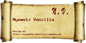 Nyemetz Vaszilia névjegykártya